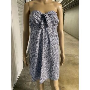 J. CREW Strapless Mini Dress Floral Print Tie Front Cotton Casual Party Medium
